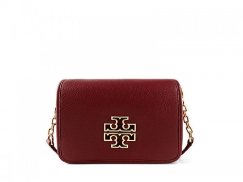 Tory Burch Juliette Embossed Leather / Suede Crossbody bag. Small. Crimson  Red