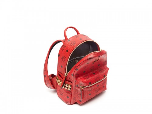 MCM Stark Side-Stud Mini Backpack, Ruby Red