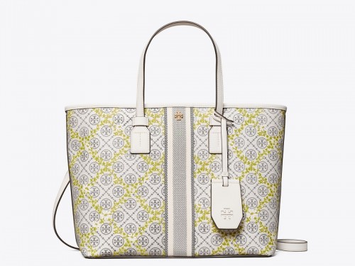 Tory Burch T Monogram Coated Canvas Tote In New Ivory