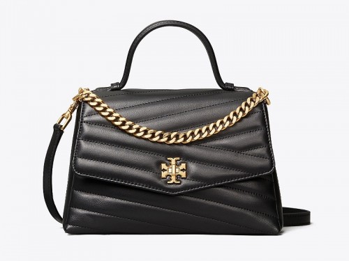 10930 TORY BURCH Kira Chevron Top Handle Satchel BLACK