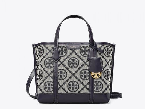 Tory Burch 83313 PERRY T MONOGRAM SMALL TRIPLE-COMPARTMENT TOTE IN HAZEL 371