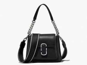 Marc Jacobs The J Marc Mini Pillow Bag Black in Shiny Crinkle Leather with  Silver-tone - US