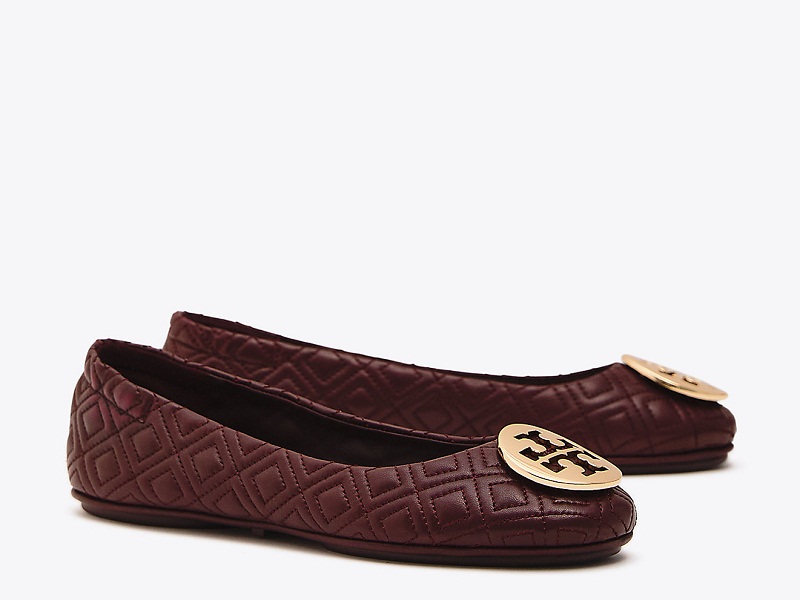 11475 TORY BURCH Minnie Quilted Ballet Flats MALBEC |
