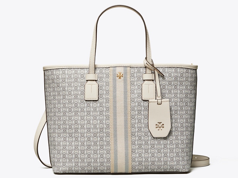 Tory Burch Women's Gemini Link Canvas Small Tote, New Ivory Gemini Link,  Off White, Print, One Size : : Shoes & Handbags