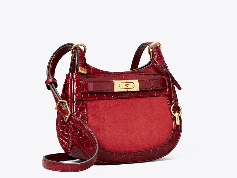 8870 TORY BURCH Lee Radziwill Small Saddle Bag ROMA RED |