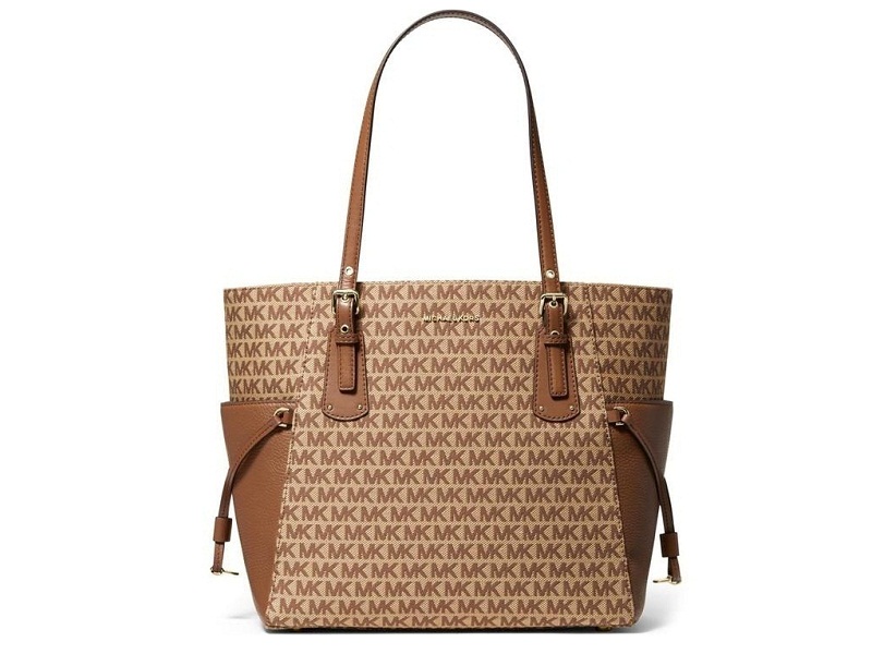 11405 MICHAEL KORS Voyager Small Logo Jacquard Tote Bag EBONY