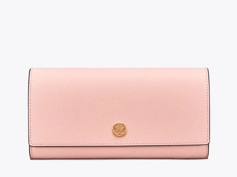 TORY BURCH TORY BURCH Robinson Envelope Continental Wallet PALE APRICOT  NAVY |