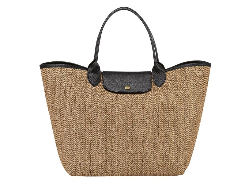 Shop Longchamp Woven Canvas Basket Bag