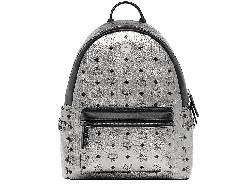 10547 MCM Stark Medium Backpack Side Studded SILVER BLACK