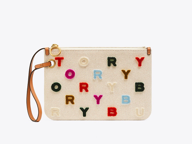 473 TORY BURCH Perry Fil Coupe Wristlet NATURAL VACHETTA |
