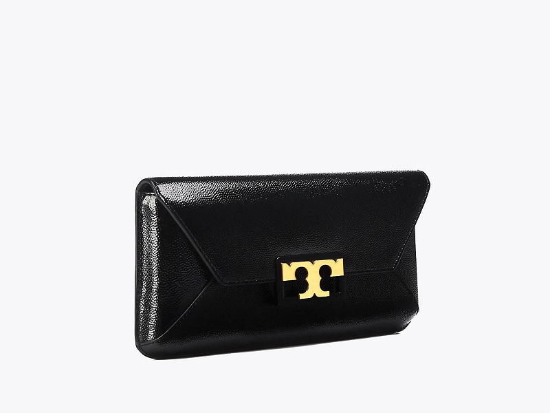 7050 TORY BURCH Gigi Patent Clutch BLACK |