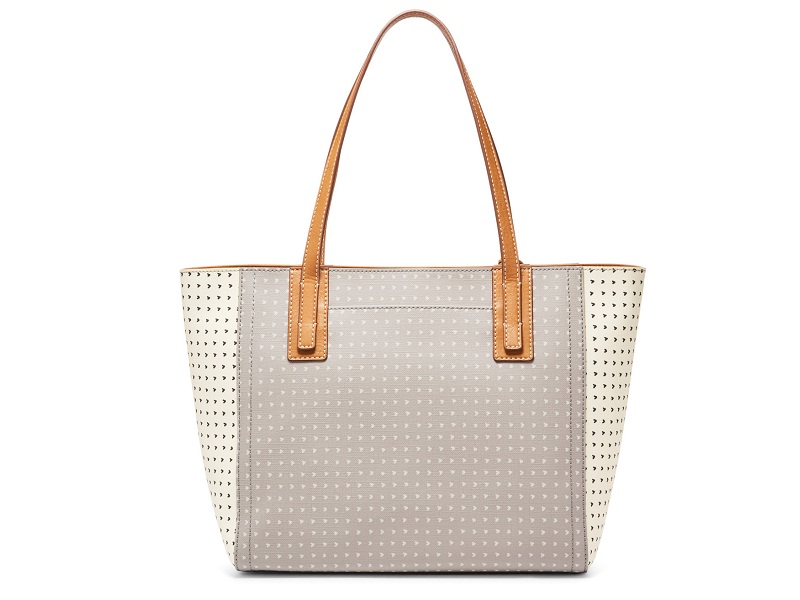 8094 FOSSIL Emma Tote Heart Polkas GREY WHITE