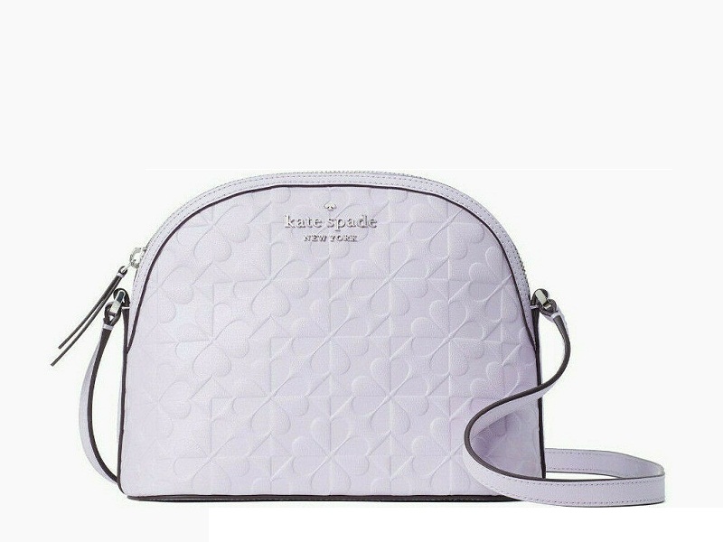 12278 KATE SPADE Hollie Spade Clover Geo Embossed X Large Dome Crossbody  LIGHT FROZEN LILAC |