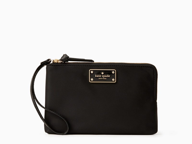 kate spade KATE SPADE Wilson Road Leoni Double Zip Wristlet BLACK |