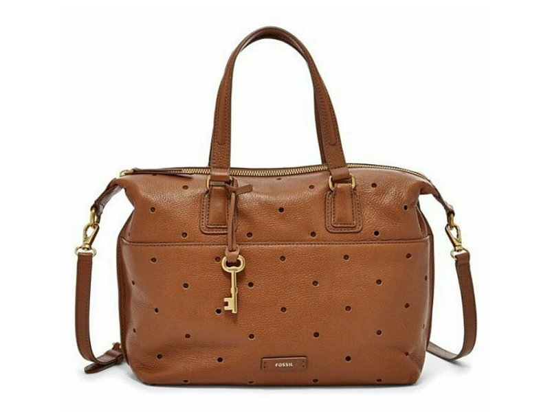 FOSSIL FOSSIL Julia Perforated Satchel COGNAC