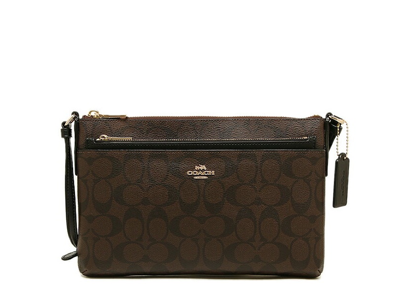 6006 COACH East West Crossbody with Pop Up Pouch SIGNATURE BROWN