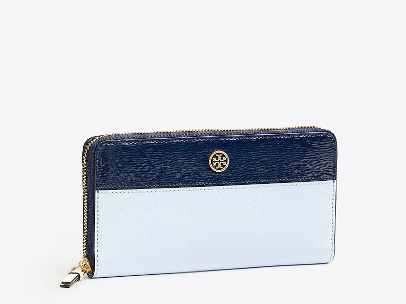 7166 TORY BURCH Robinson Colorblock Wallet LUNA NAVY |