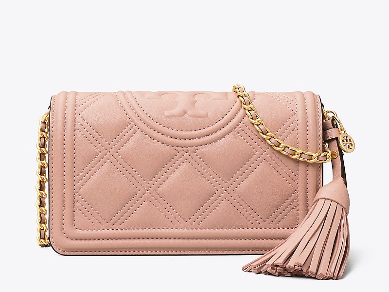 Tory Burch Fleming Soft Chain Wallet (Pink Plie) Handbags - ShopStyle