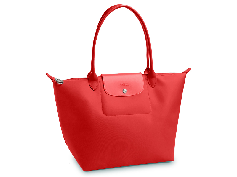 LONGCHAMP PARIS Planetes Large Long Handle POPPY RED