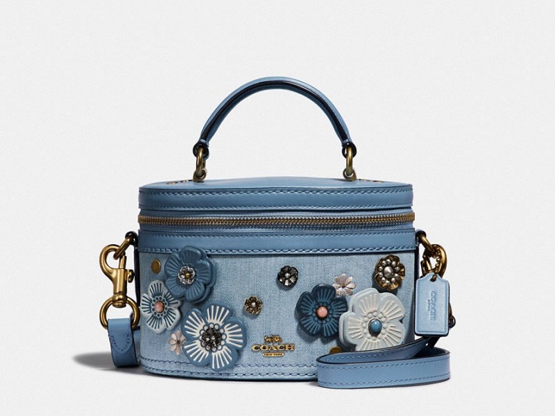 COACH Camera Bag with Tea Rose Denim Blue