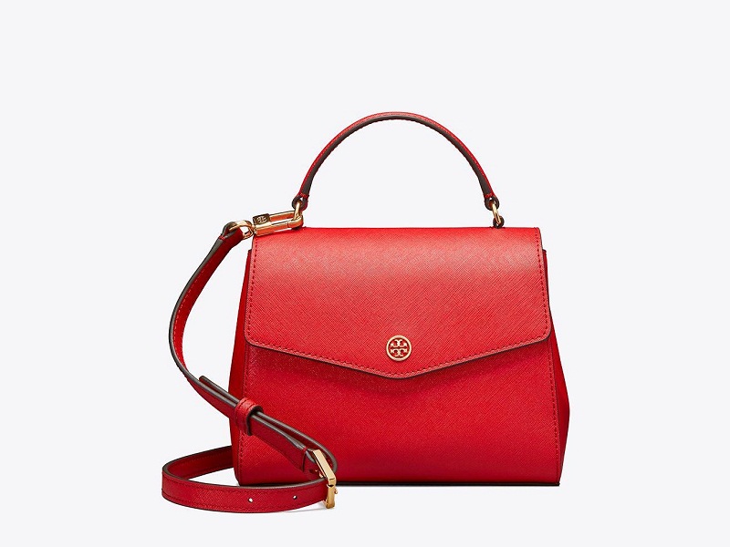 Tory Burch Brilliant Red Robinson Small Top-Handle Satchel