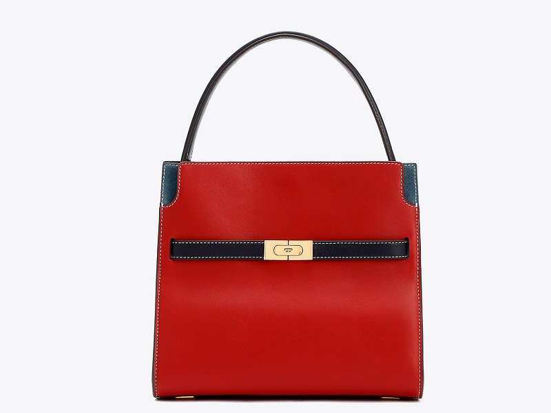 Tory Burch Lee Radziwill Embossed Small Double Bag Roma Red