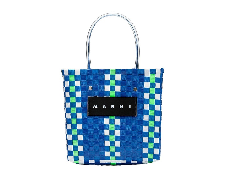 14625 MARNI Mini Woven Picnic Bag BLUE GREEN |