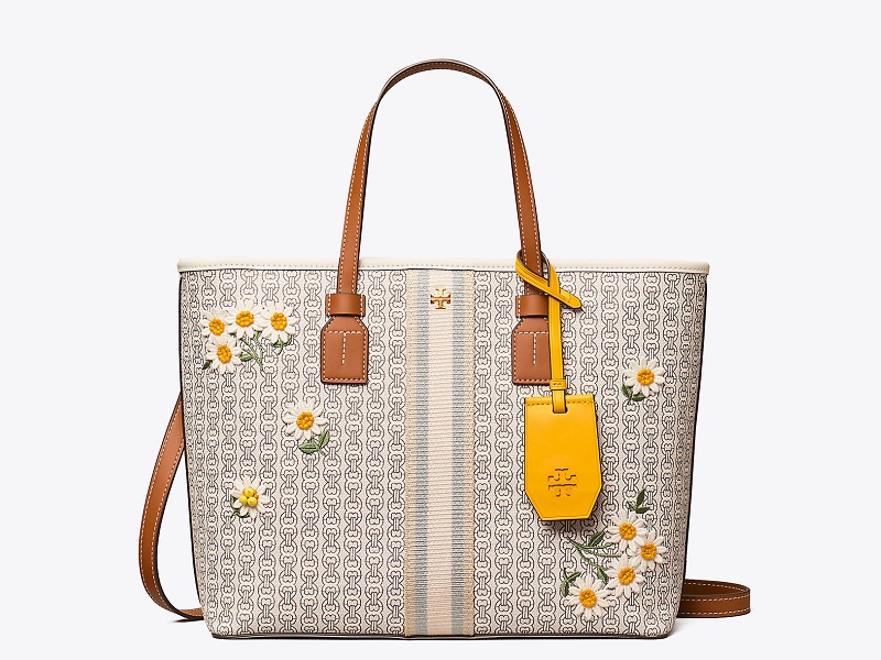 473 TORY BURCH Gemini Link Applique Small Tote 3D DAISIES
