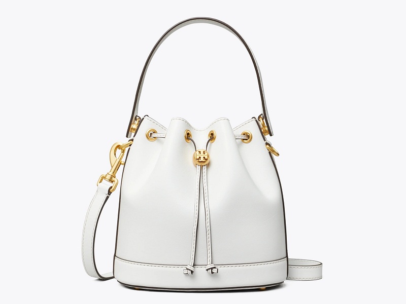 Tory Burch T Monogram Perforated Leather Mini Bucket Bag