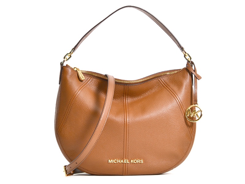 6504 MICHAEL KORS Bedford Medium Crescent Shoulder Bag LUGGAGE |