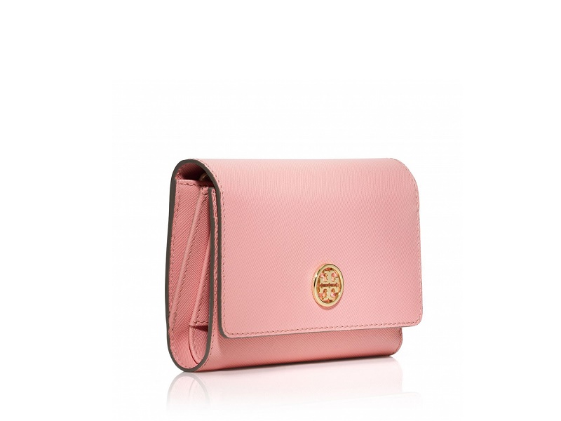 6982 TORY BURCH Robinson Medium Flap Wallet PINK SACHET |