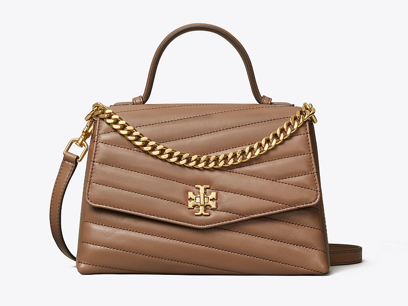 Buy Tory Burch Women's Kira Chevron Small Top-Handle Satchel, Classic  Taupe, Tan, One Size at
