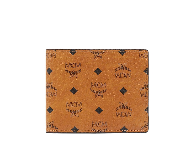 Mcm Visetos Original Coated Canvas Bifold Wallet Cognac