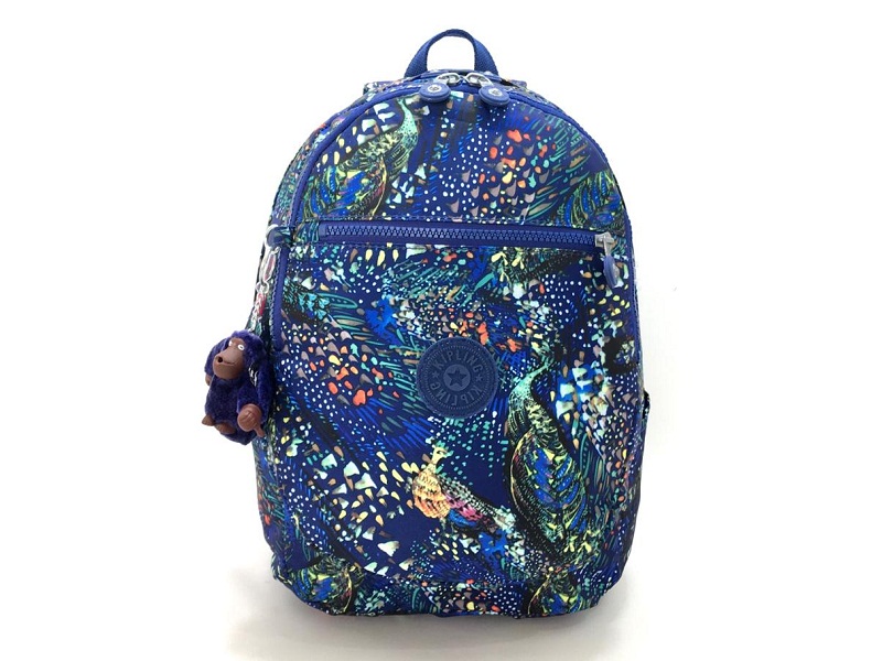 10200 KIPLING Clas Challenger Essential Backpack PEACOCK PRINTED