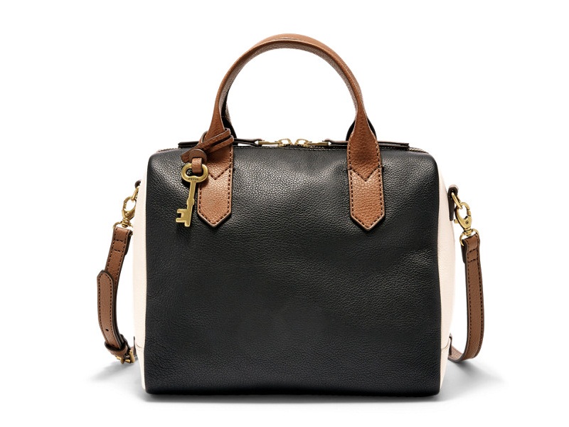 7947 FOSSIL Fiona Satchel BLACK WHITE