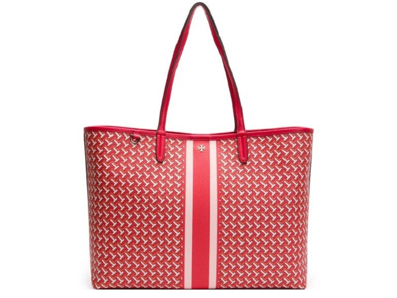 Tory Burch T Zag Tote Large Red T-Zag in Canvas with Silver-tone - US