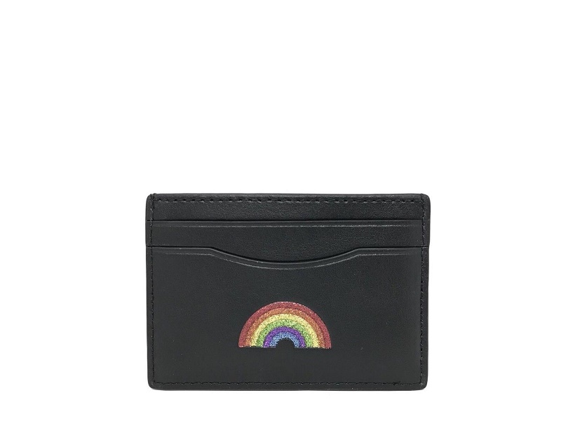 8187 COACH F27037 Card Case Glitter Rainbow BLACK