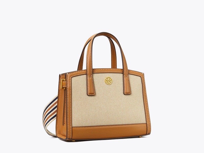 Tory Burch Blake Canvas Satchel — Natural /Classic Cuoio — shoemaster