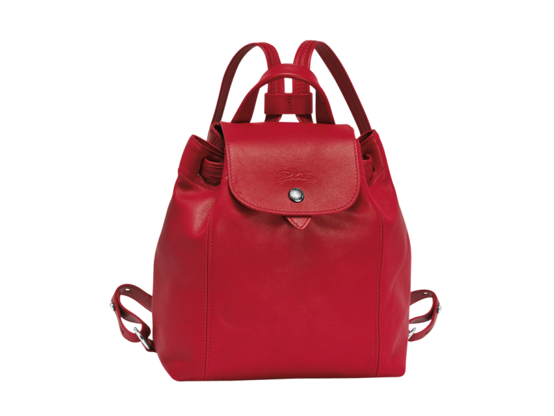 Longchamp Le Pliage Cuir Mini XS Leather Backpack ~NIP~ Red Lacquer