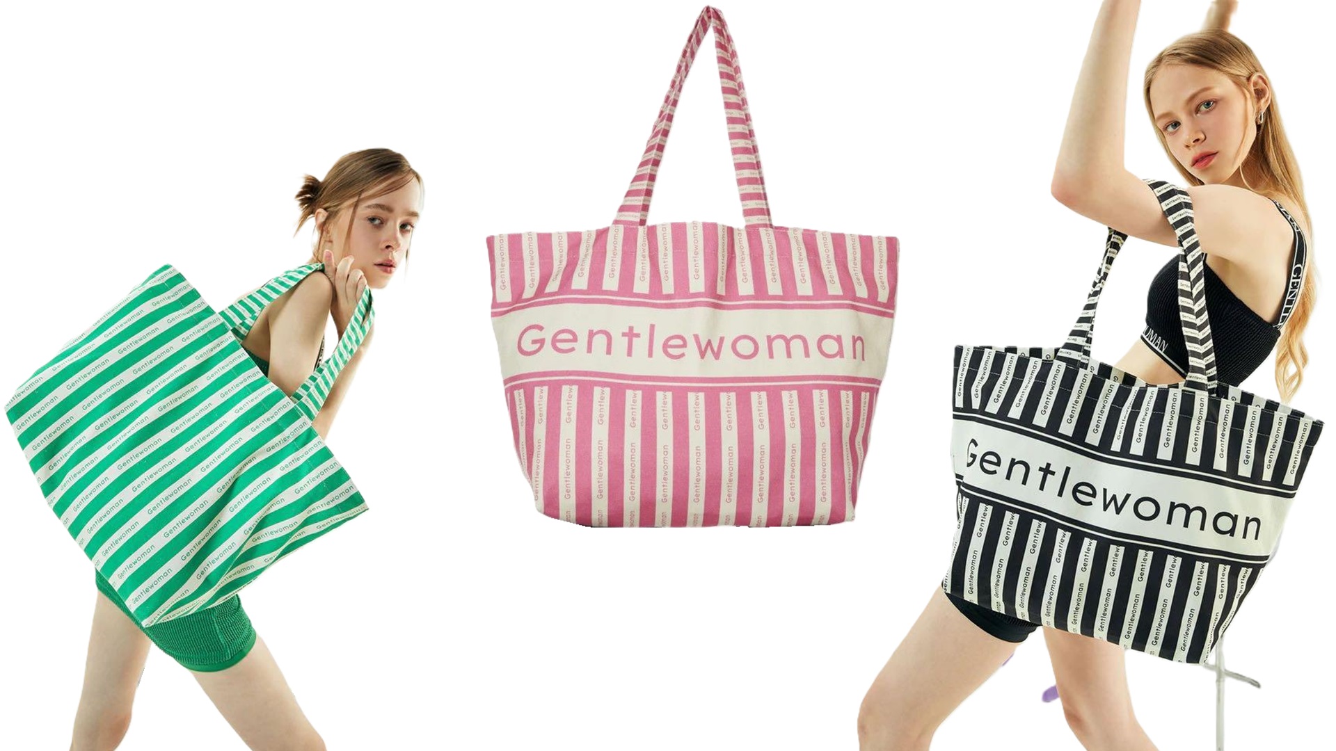 Striped Canvas Large Tote