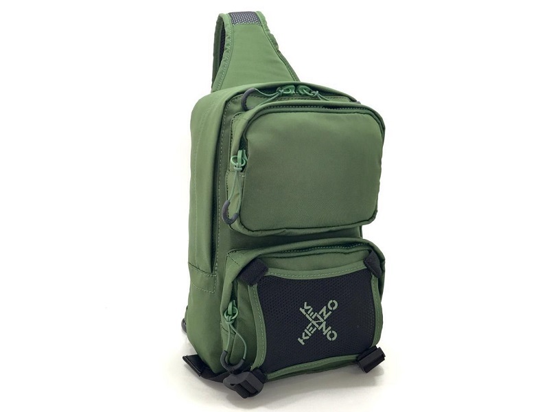 12660 KENZO Big X Logo Nylon Sling Bag GREEN